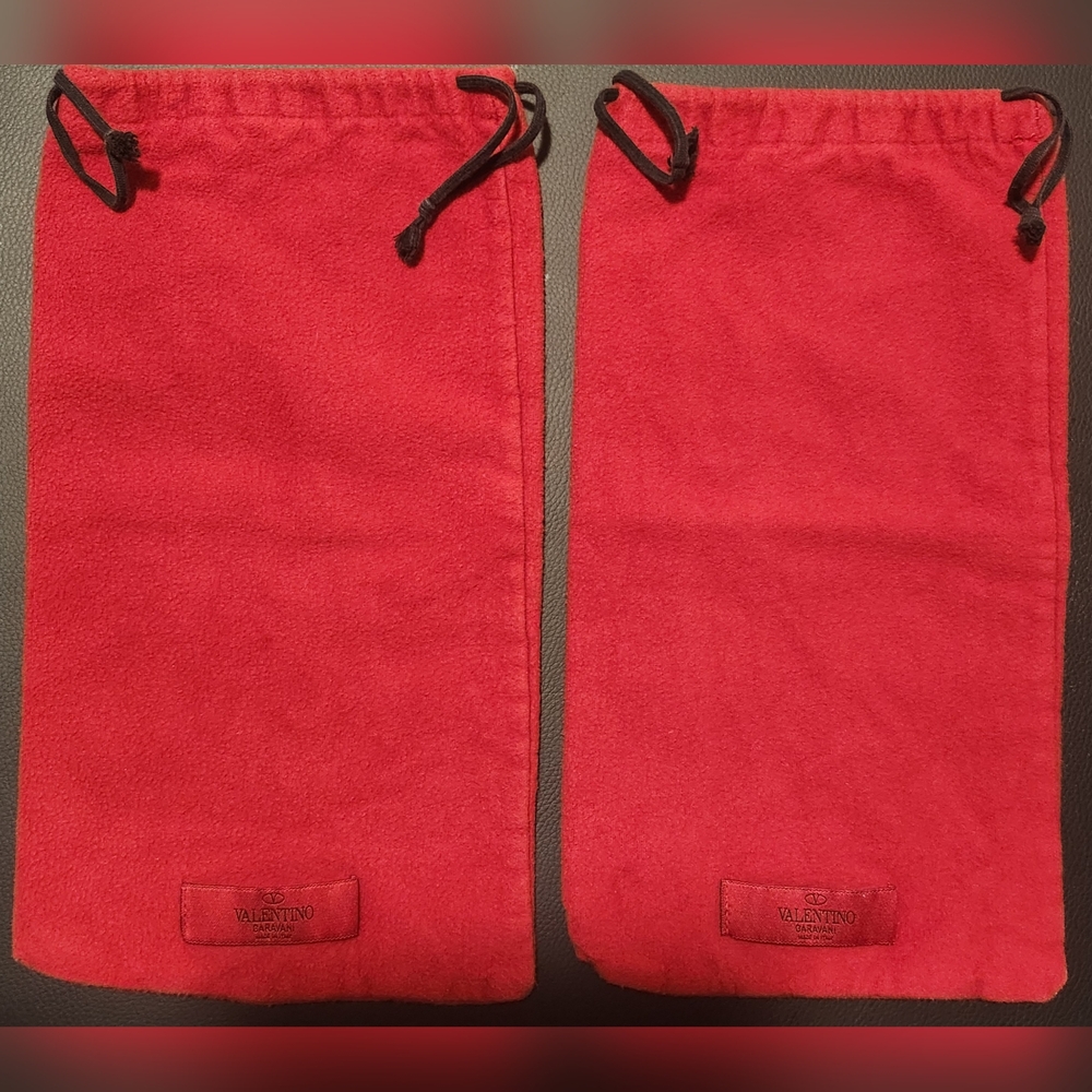Valentino Red Drawstring Dust Bag Set Of 2